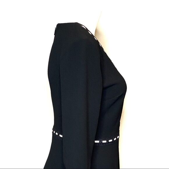 Karl Lagerfeld black with white trim V-neck bell sleeve dress size 2 - Picture 7 of 16
